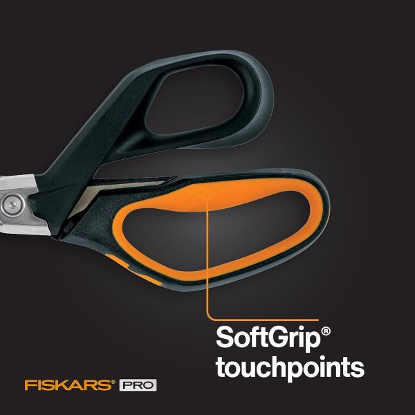 Fiskars Pro PowerArc Shop Shears, Heavy Duty Stainless Steal Scissor, Industrial Grade Tool for Building and Construction, 10 in, Orange/Black - Image 4
