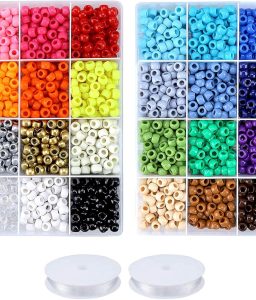 Greentime Pony Beads Bracelets Making Kit, 9mm Pony Beads Rainbow Opaque Beads Small Loose Spacer Beads for Friendship Bracelet Necklace Making Crafts for Independence Day Gift (24colors)