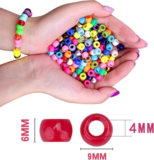 Greentime Pony Beads Bracelets Making Kit, 9mm Pony Beads Rainbow Opaque Beads Small Loose Spacer Beads for Friendship Bracelet Necklace Making Crafts for Independence Day Gift (24colors) - Image 3