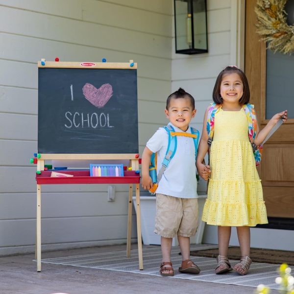 Melissa & Doug Deluxe Standing Art Easel - Dry-Erase Board, Chalkboard, Paper Roller - FSC Certified - Image 2
