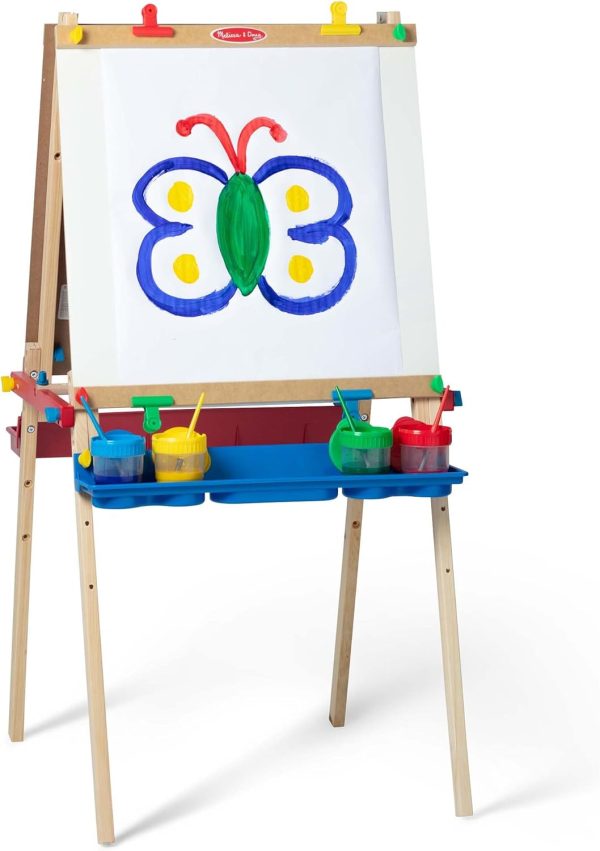 Melissa & Doug Deluxe Standing Art Easel - Dry-Erase Board, Chalkboard, Paper Roller - FSC Certified - Image 3