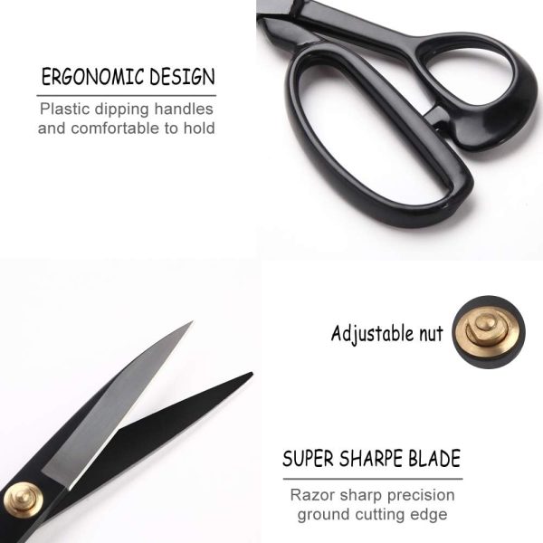 Professional Tailor Scissors 10 inch - Heavy Duty Sewing Fabric Scissors for Leather Cutting Industrial Sharp Shears Home Office Artists Students Tailors Dressmakers - Image 6