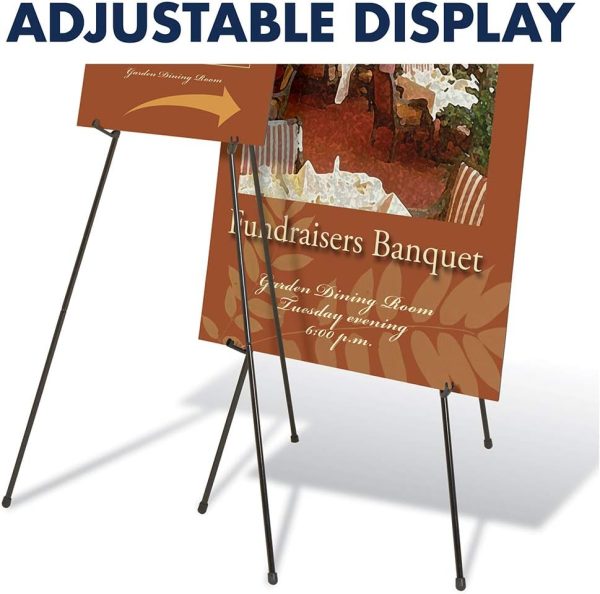 Quartet Instant Easel 64" Stand, Supports 10 lbs., Heavy-Duty, Tripod Base, Powder Coated Steel Material, Collapsible, Black (27E) - Image 5