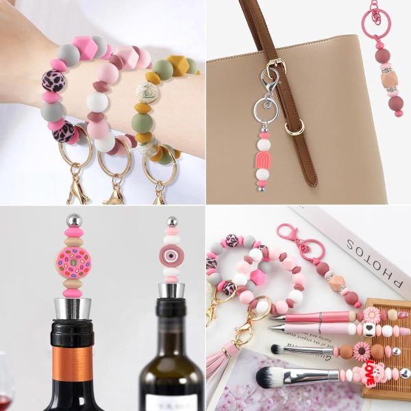 Sunrony 300Pcs Silicone Lentil Beads for Keychain Making,Bulk Mixed Color 12mm Silicone Abacus Spacer Beads for Necklace Bracelet Making Pens (Mixed 300Pieces) - Image 3